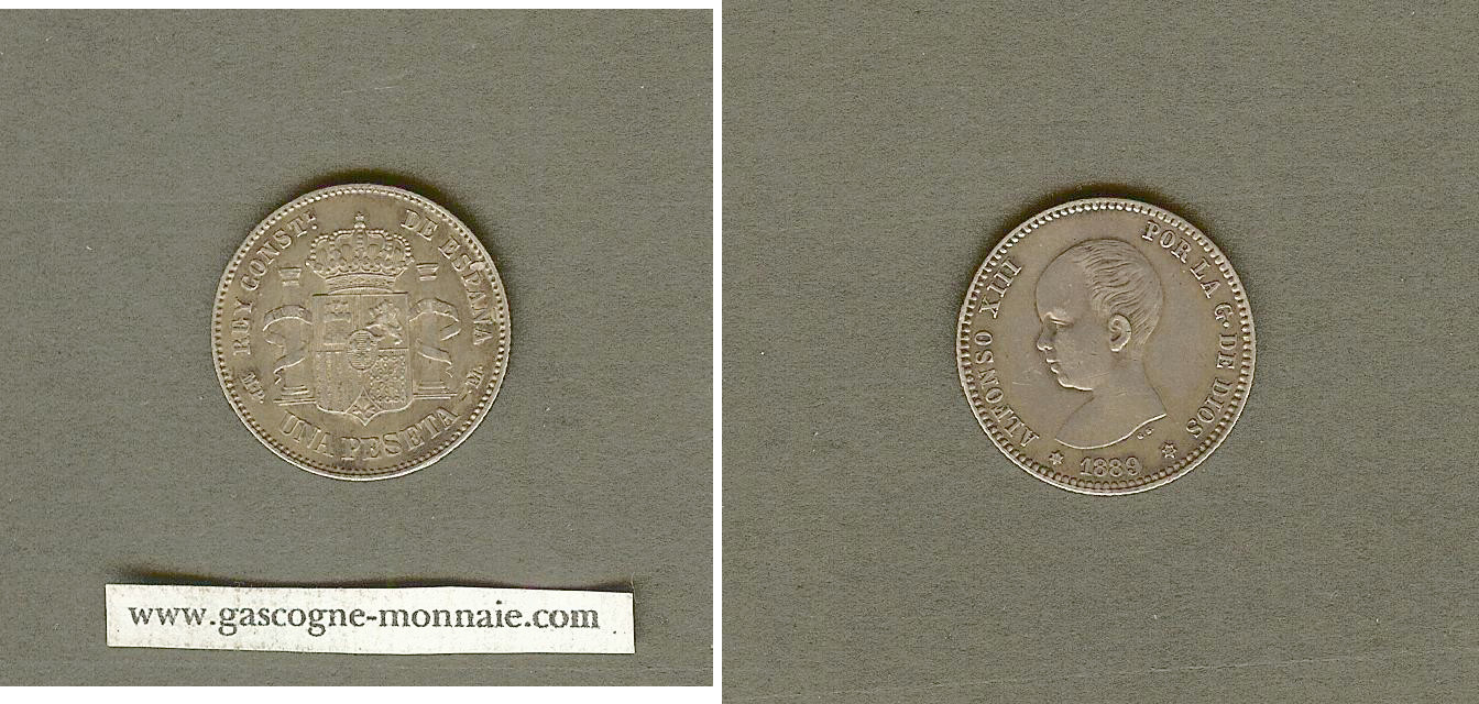 Spain 1 peseta 1889 AU